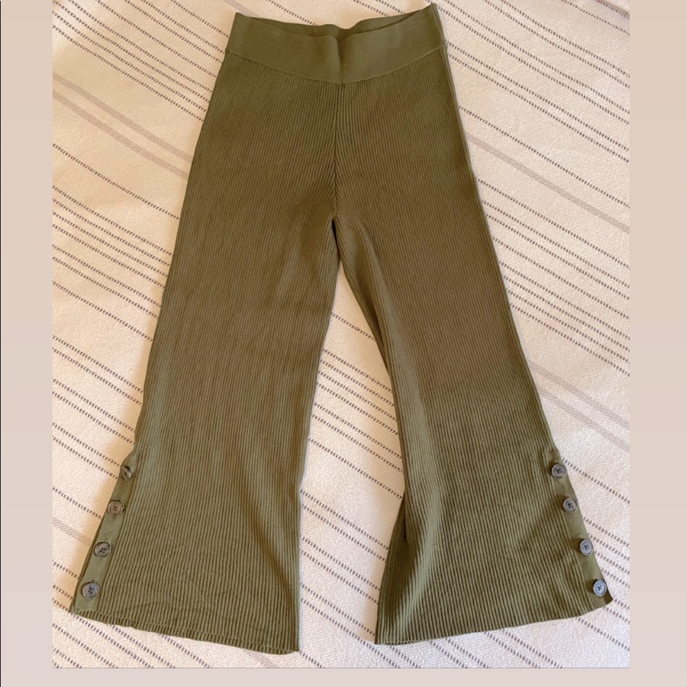 Anthropology olive green crop knit pants